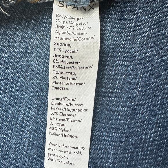 Spanx Jeans Womens Extra Large Blue Pullon Stretch Skinny Ankle Raw Hem Slimming - Picture 7 of 14